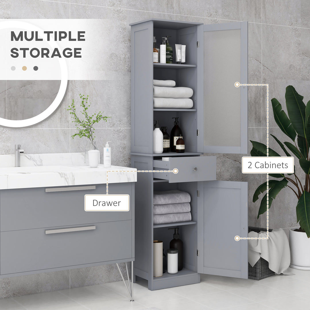 Kleankin Bathroom Storage Cabinet with 3-Tier Shelf & Drawer