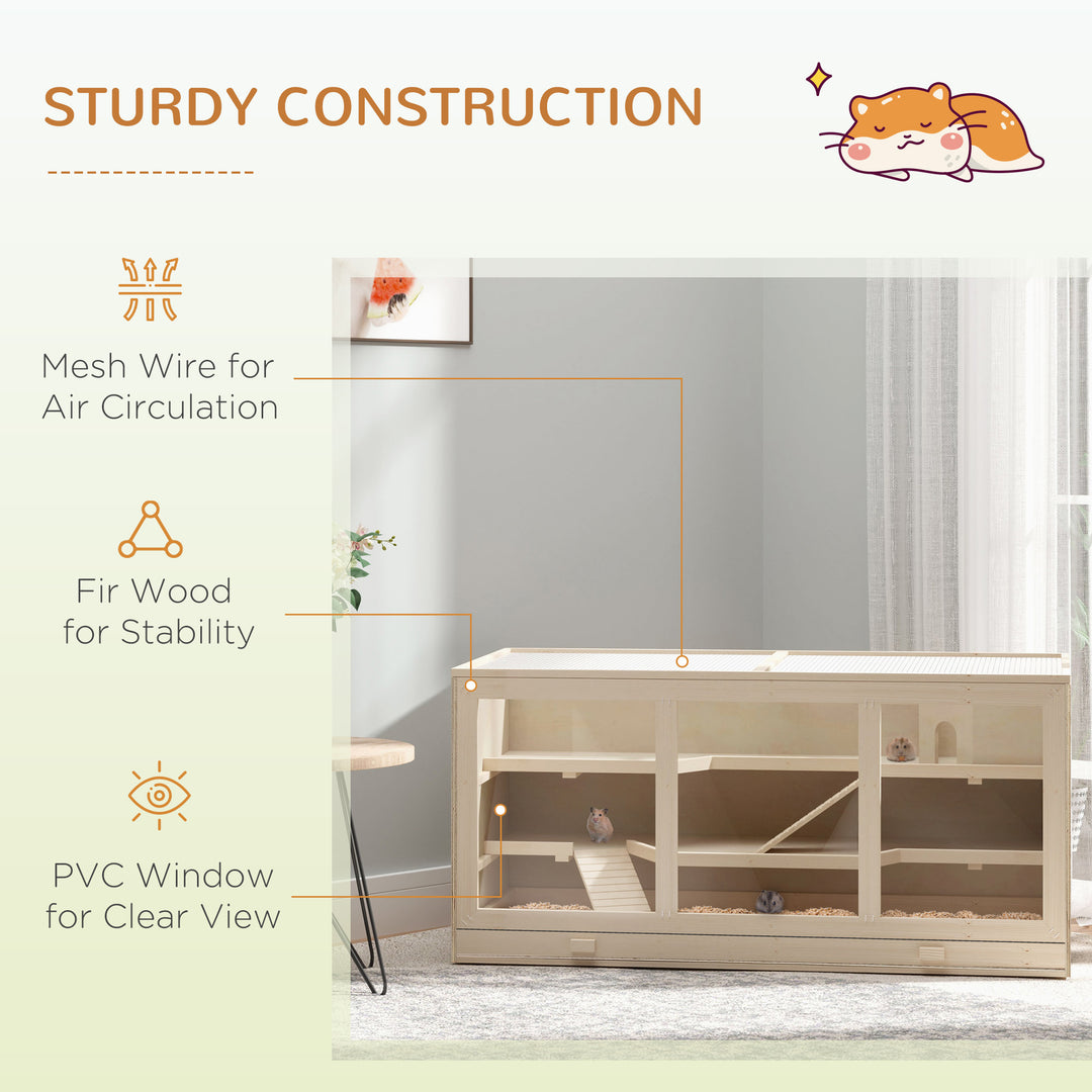 Wooden Hamster Cage Mouse Rats Mice Rodent Small Animals Hutch Exercise Play House Pen 115L x 60W x 58H(cm)