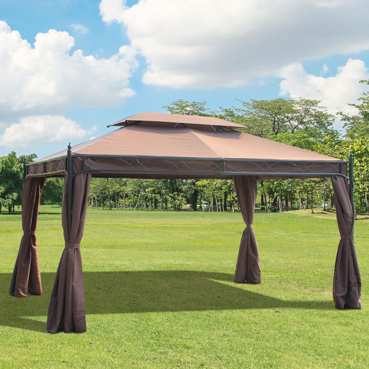 Waterproof 3 x 4m Garden Metal Gazebo Marquee Patio Party Tent Canopy Shelter with Sidewalls Pavilion New