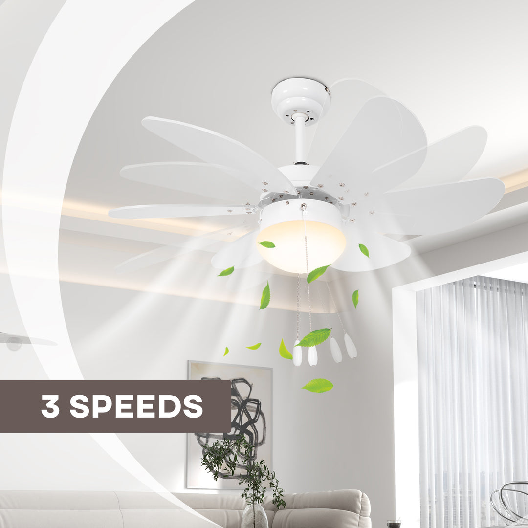 Ceiling Fan Lights with Reversible 6-Blade and Pull-Chain Operation