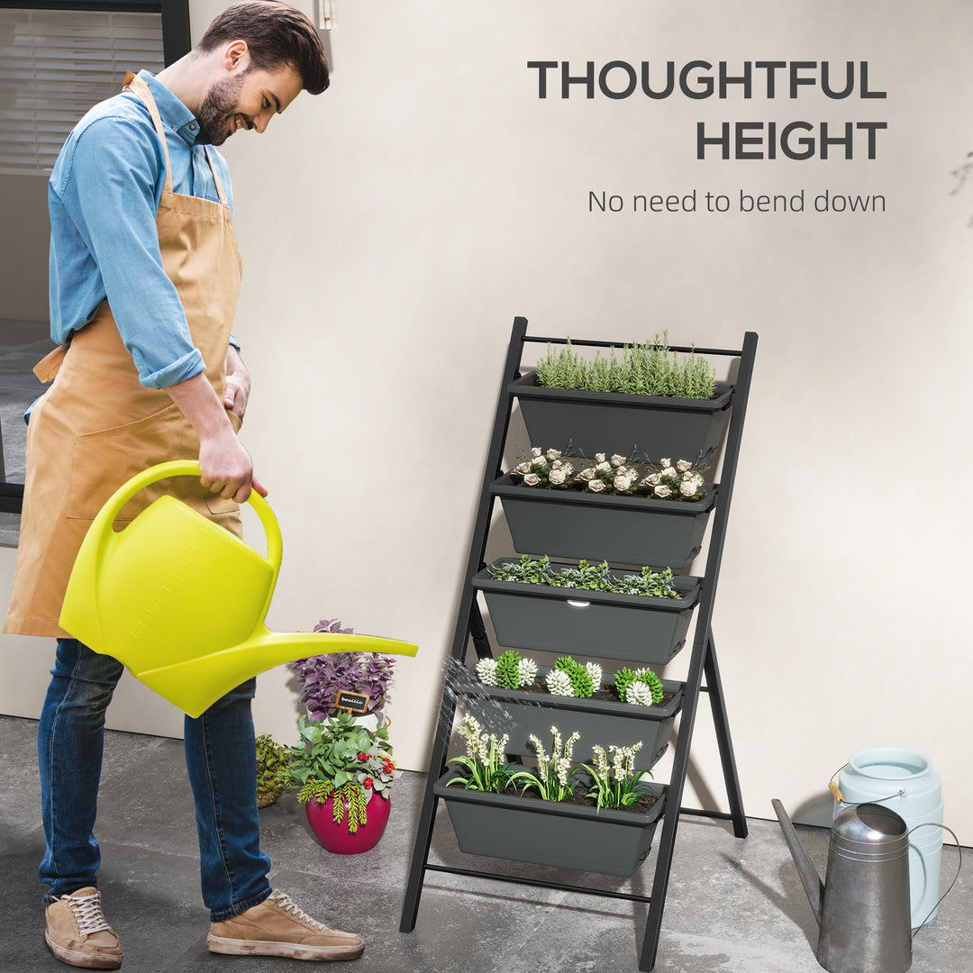 Vertical Veggie Villa: 5-Tier Raised Planter for Outdoor Herbs & Blooms