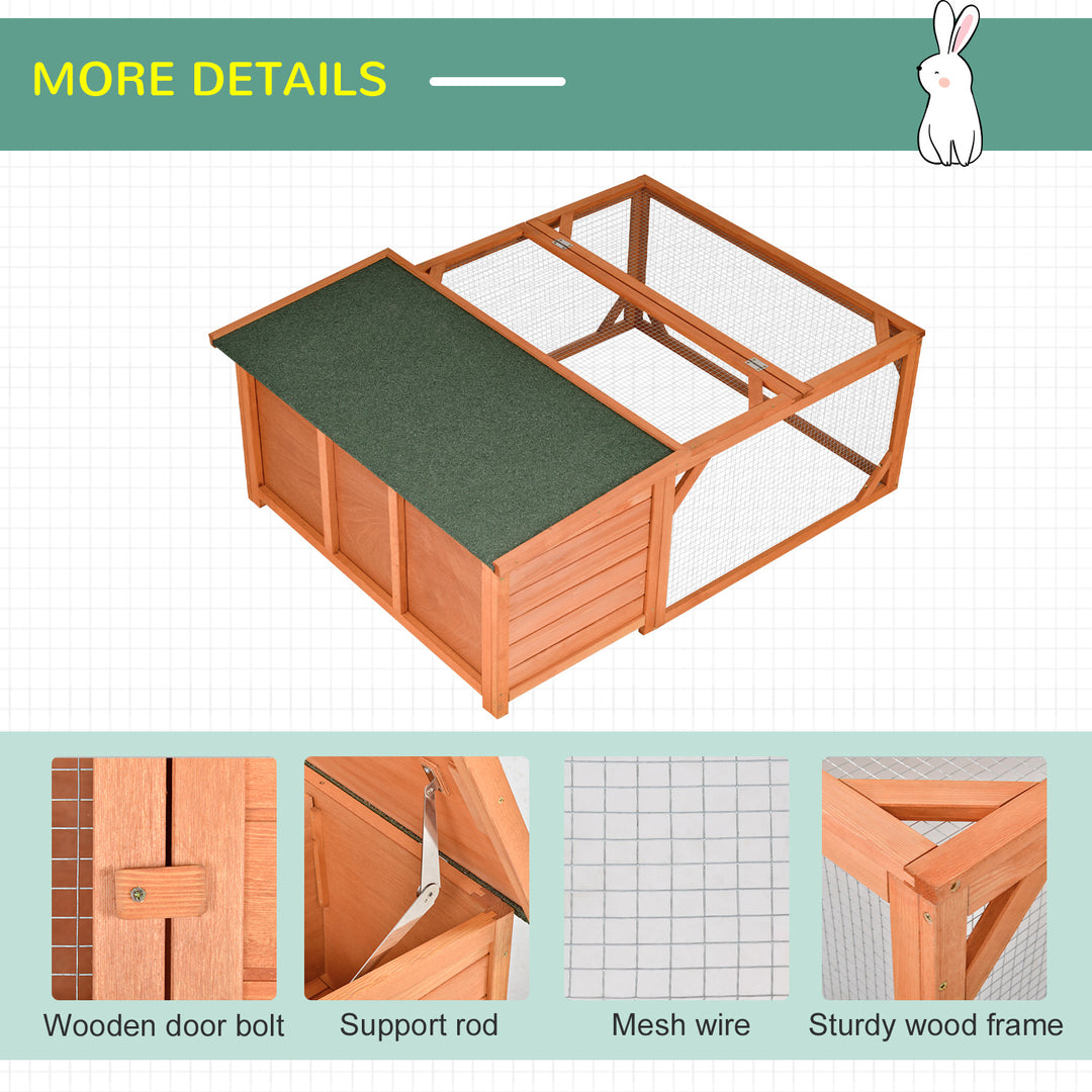 Guinea Pigs Hutches Small Animal House Off-ground Ferret Bunny Cage Backyard w/ Openable Main House & Run Roof 125.5 x 100 x 49cm