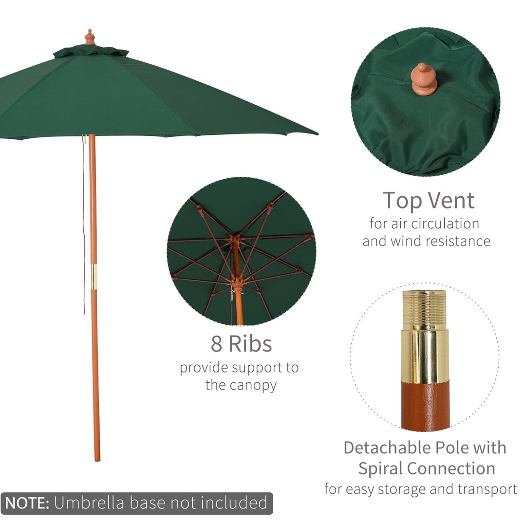 Waterproof Wooden Garden Parasol: 2.5m Ventilated Canopy