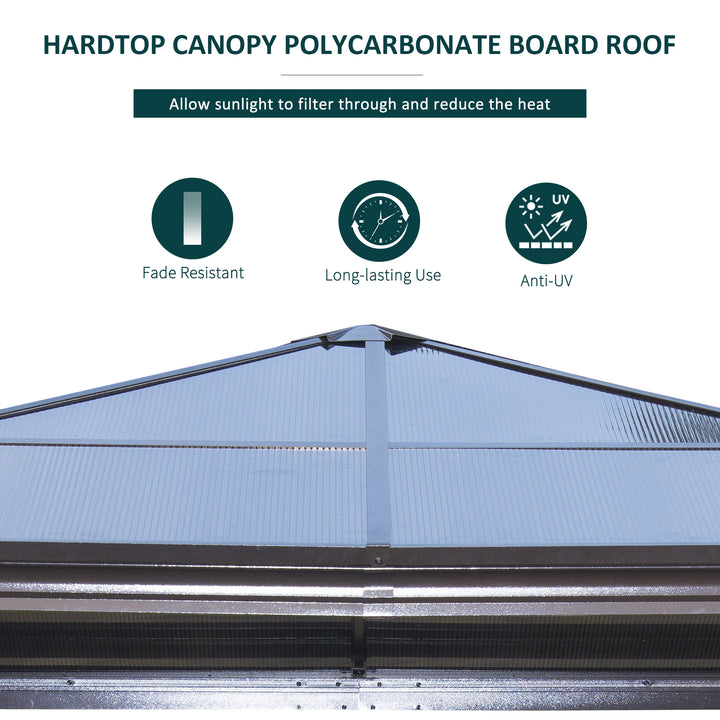 3 x 3(m) Hardtop Gazebo Canopy with Polycarbonate Roof and Aluminium Frame