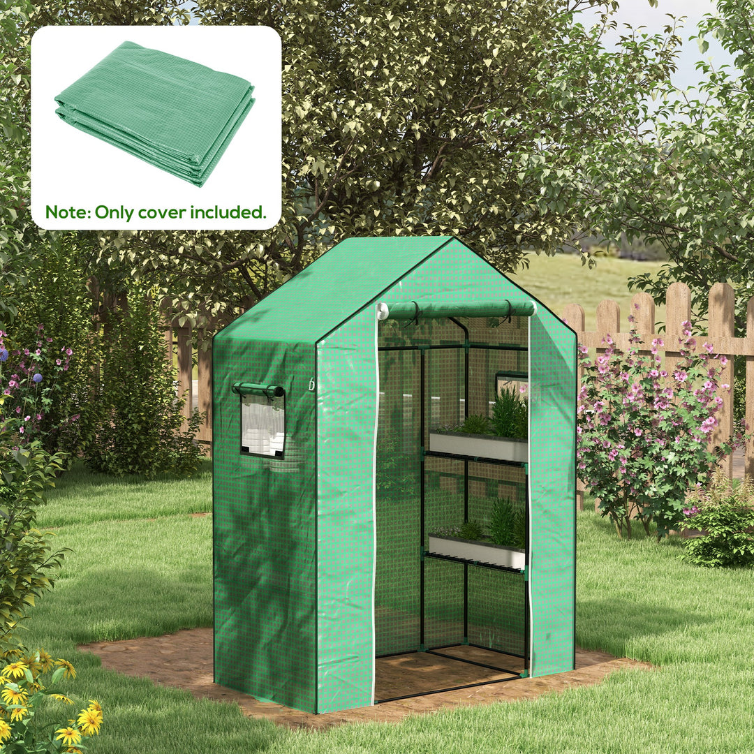 Greenhouse Cover Replacement Walk-in PE Hot House Cover with Roll-up Door and Windows