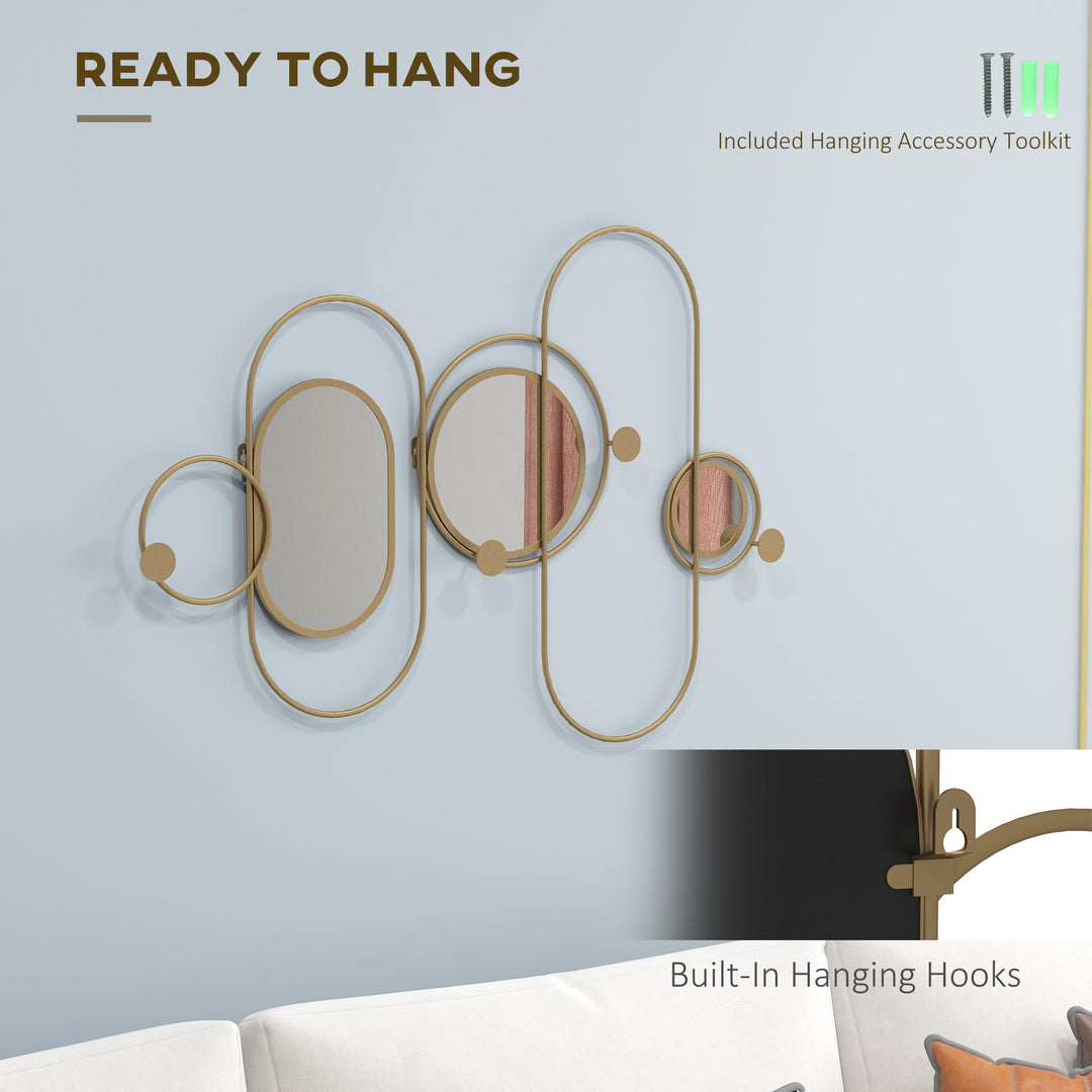 Decorative Metal Wall Mirror with Coat Hooks