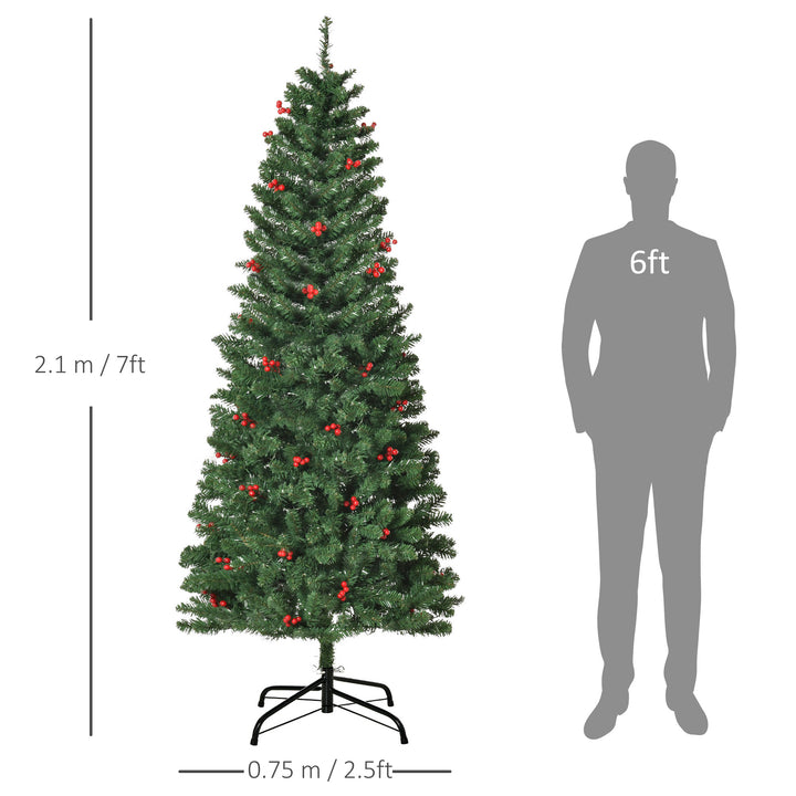 7FT Prelit Artificial Pencil Christmas Tree with Warm White LED Light