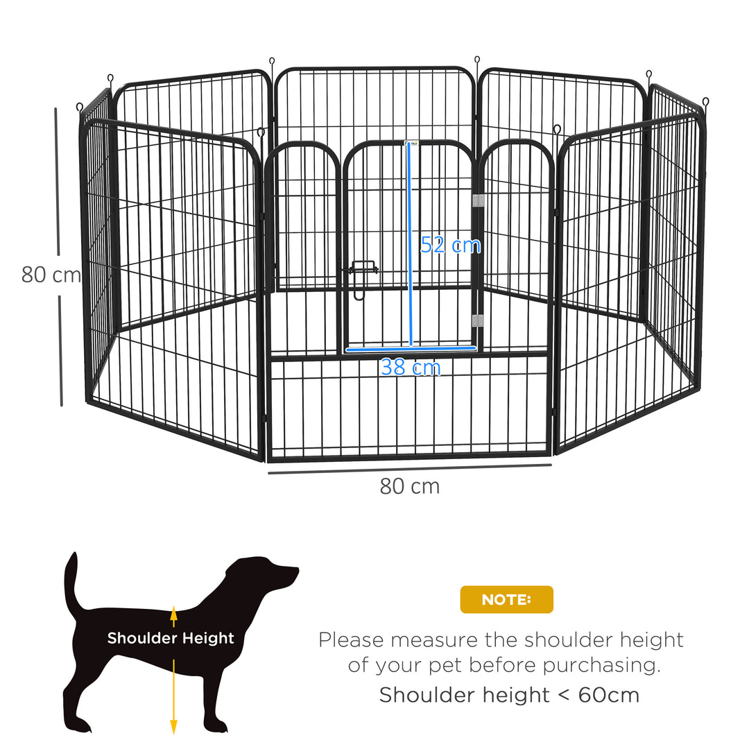 Heavy Duty 8 Panel Dog Play Pen Pet Playpen for Puppy Rabbit Enclosure Foldable Indoor Outdoor 80 x 80 cm