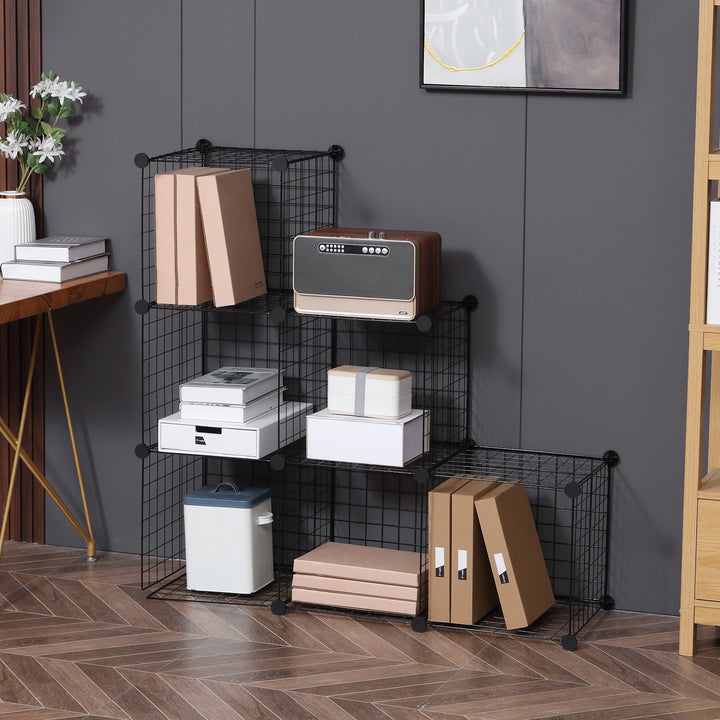 Interlocking 6 Cube Metal Wire Storage Rack