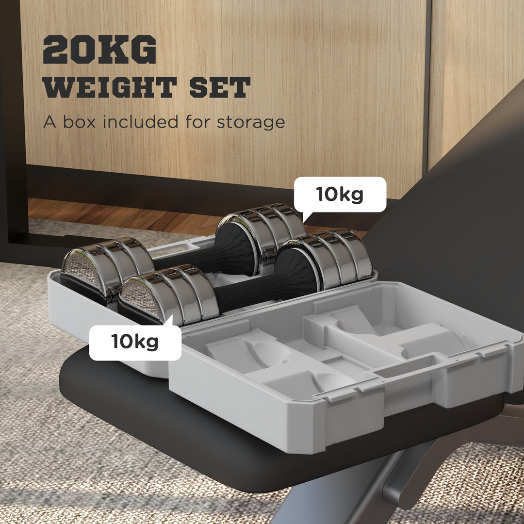 Adjustable Dumbbells Weights Set with Storage Box