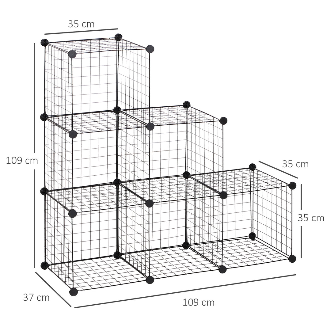 Interlocking 6 Cube Metal Wire Storage Rack