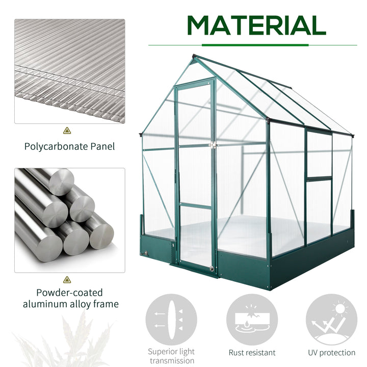 Garden Walk-in Aluminium Greenhouse Polycarbonate with Plant Bed