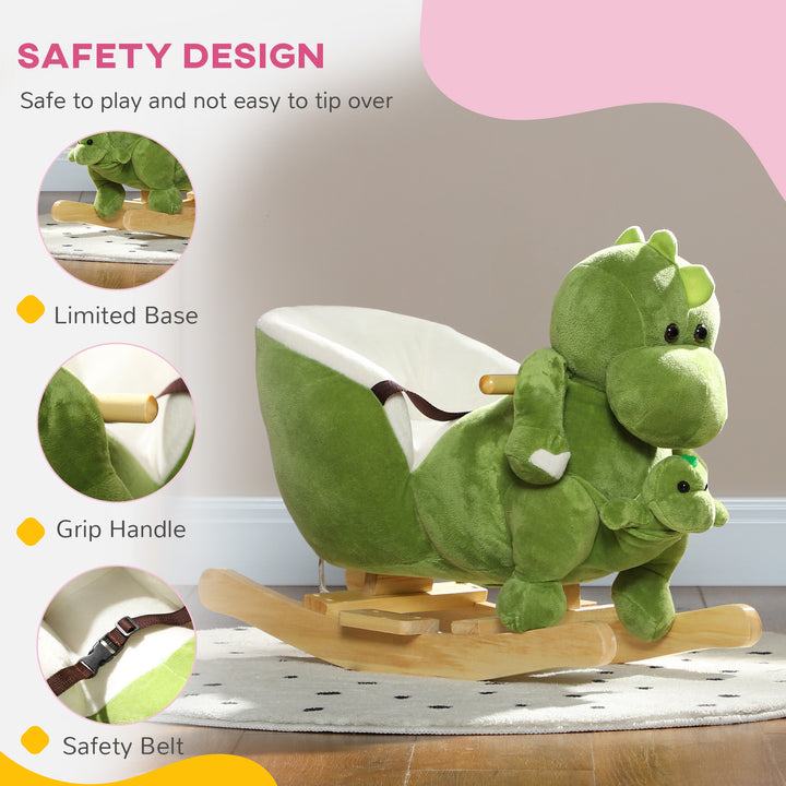 Dinosaur-Shaped Baby Rocking Horse w/ Safety Belt