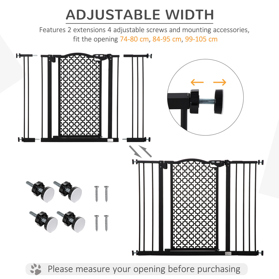 74-105 cm Pet Safety Gate Barrier Stair Pressure Fit with Auto Close and Double Locking for Doorways