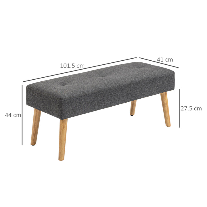 Multifunctional Bed End Bench Tufted Upholstered Shoe Bench Ottoman Footstool Linen Fabric for Entryway Living Room Grey