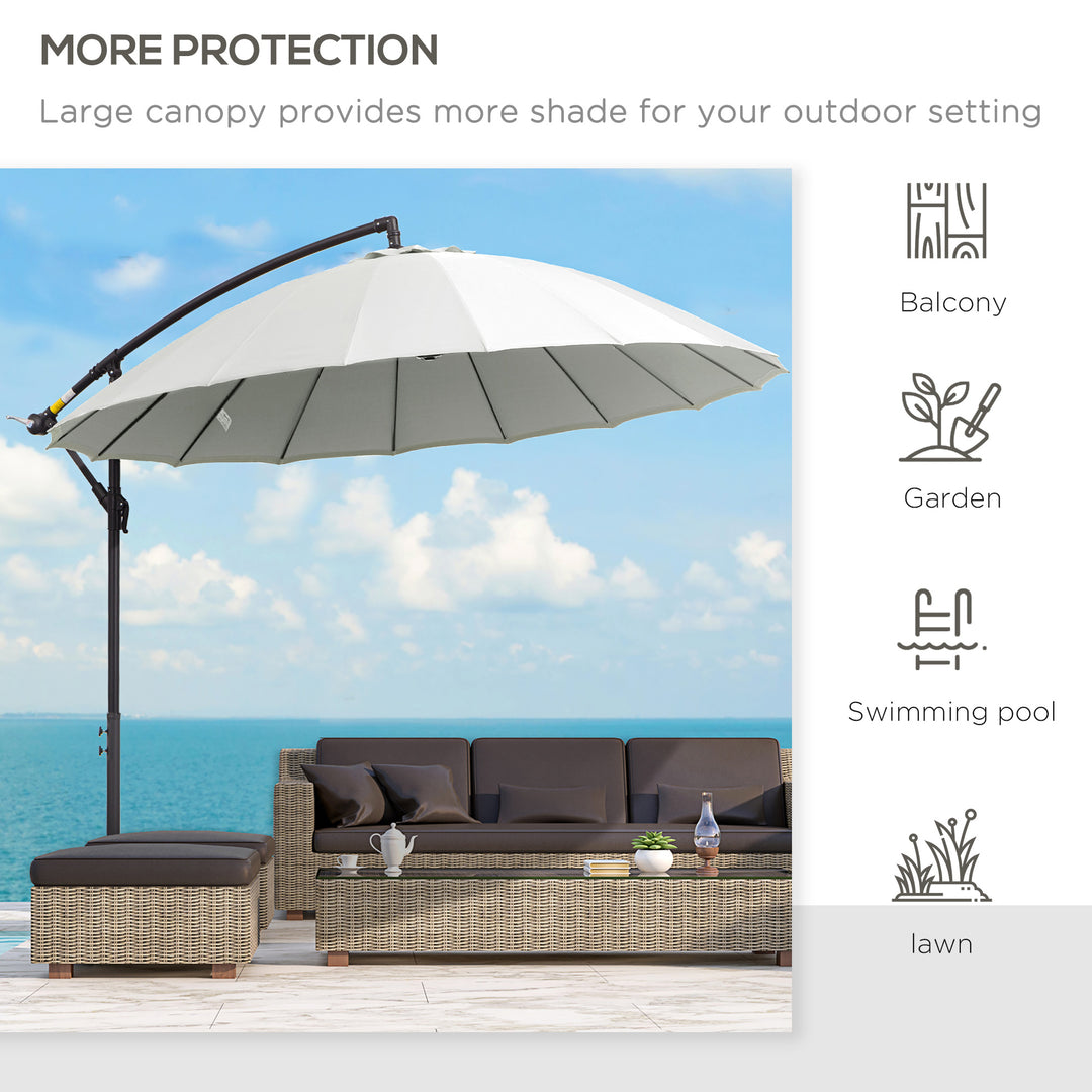 3(m) Cantilever Shanghai Parasol Garden Hanging Banana Sun Umbrella with Crank Handle