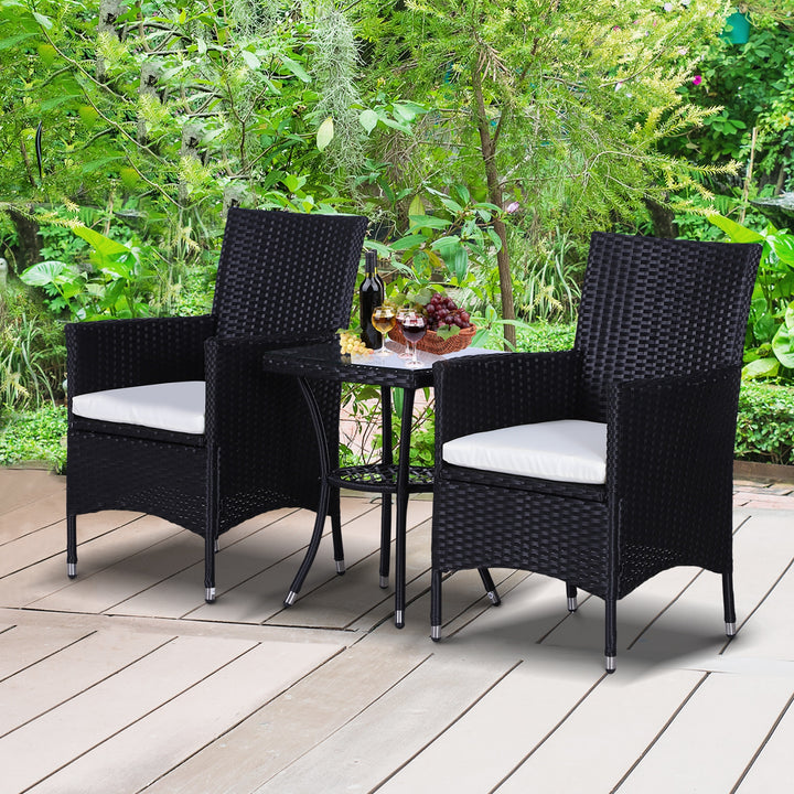 Waterproof Rattan Bistro Set: 3 Piece Garden Furniture with Weave Chairs & Table