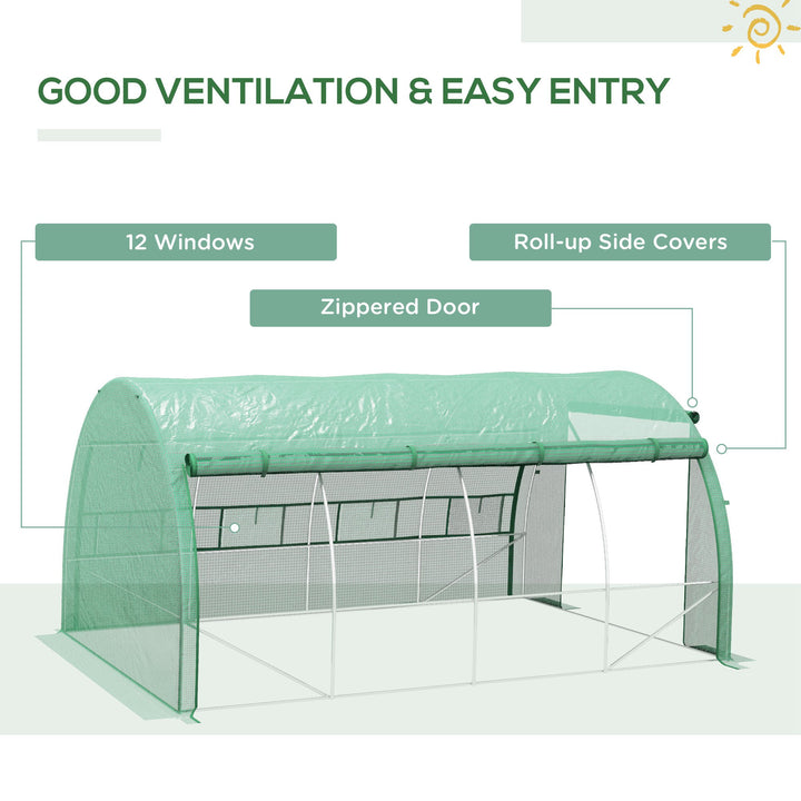 Polytunnel Greenhouse Walk-in Grow House Tent with Roll-up Sidewalls