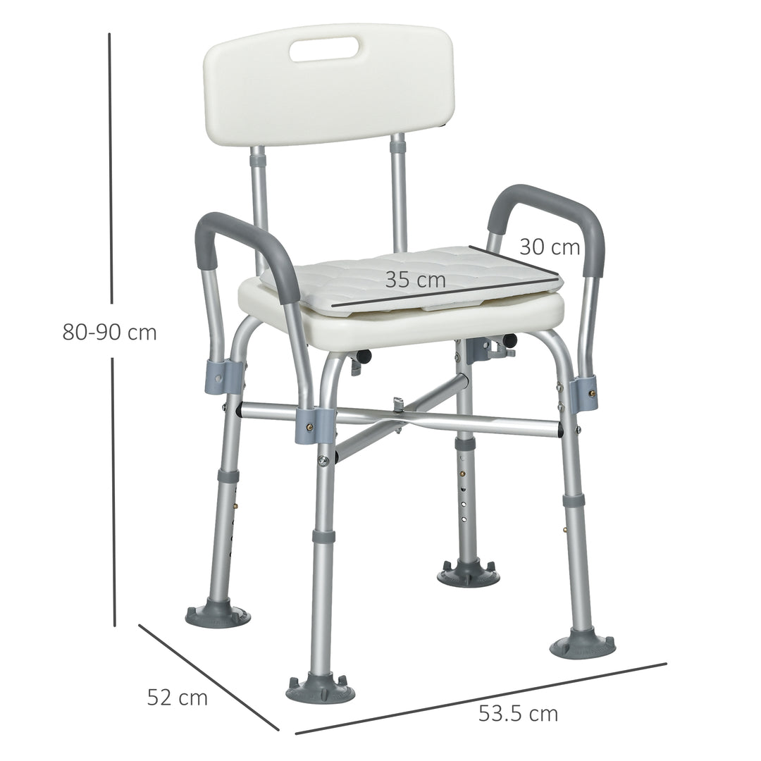 Shower Stool: Adjustable Aluminium Bath Chair with Backrest