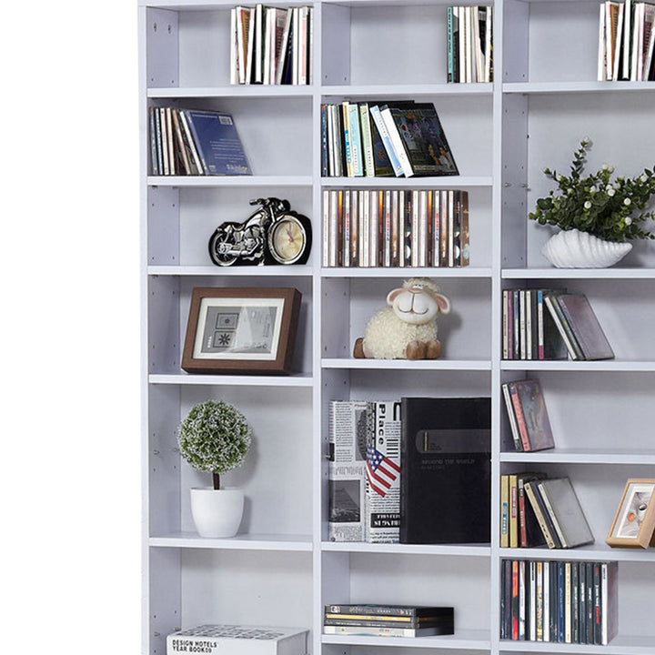 CD / DVD Storage Shelf Storage Unit for 1116 CDs Height-Adjustable Compartments 102 x 24 x 195 cm White