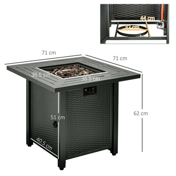 Square Propane Gas Fire Pit Table