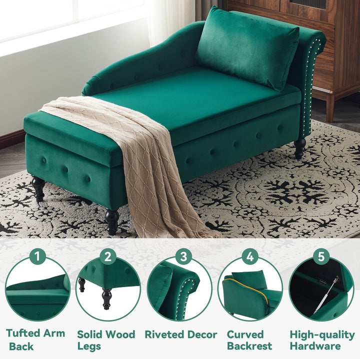 Velvet Upholstered Lounger Sofa with Storage