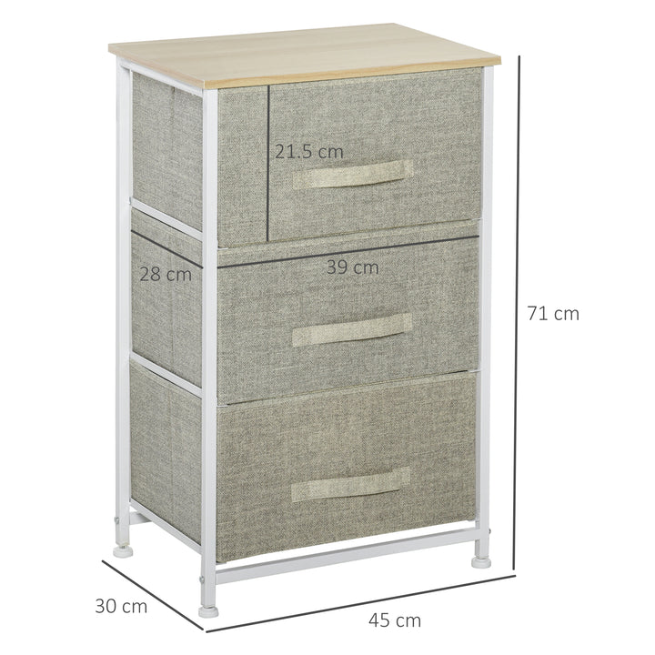 Vertical 3-Tier Linen Drawer Cabinet Organizer Storage Dresser Tower with Metal Frame Adjustable Feet for Living Room