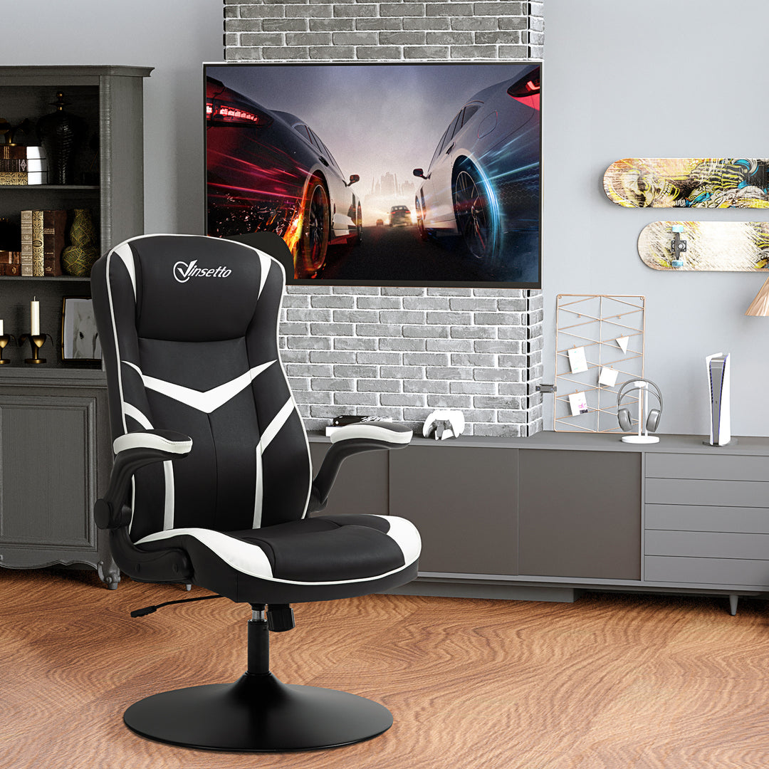 Vinsetto Gaming Chair Ergonomic Computer Chair Home Office Desk Swivel Chair w/ Adjustable Height Pedestal Base PVC Leather