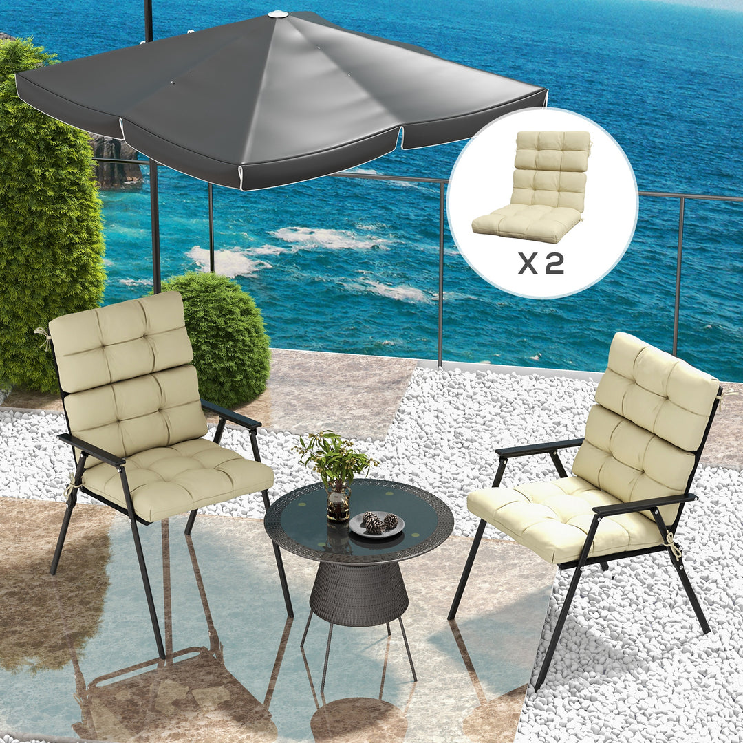 Cushion Refresh: Beige Seat & Backrest Set for Patio Chair Comfort