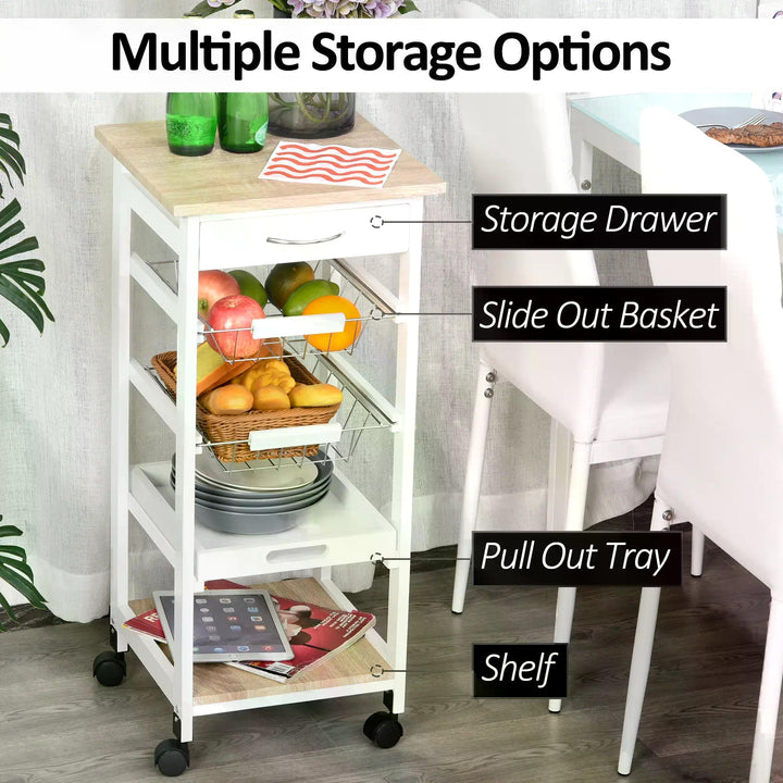 Mobile Rolling Kitchen Island Trolley for Living room