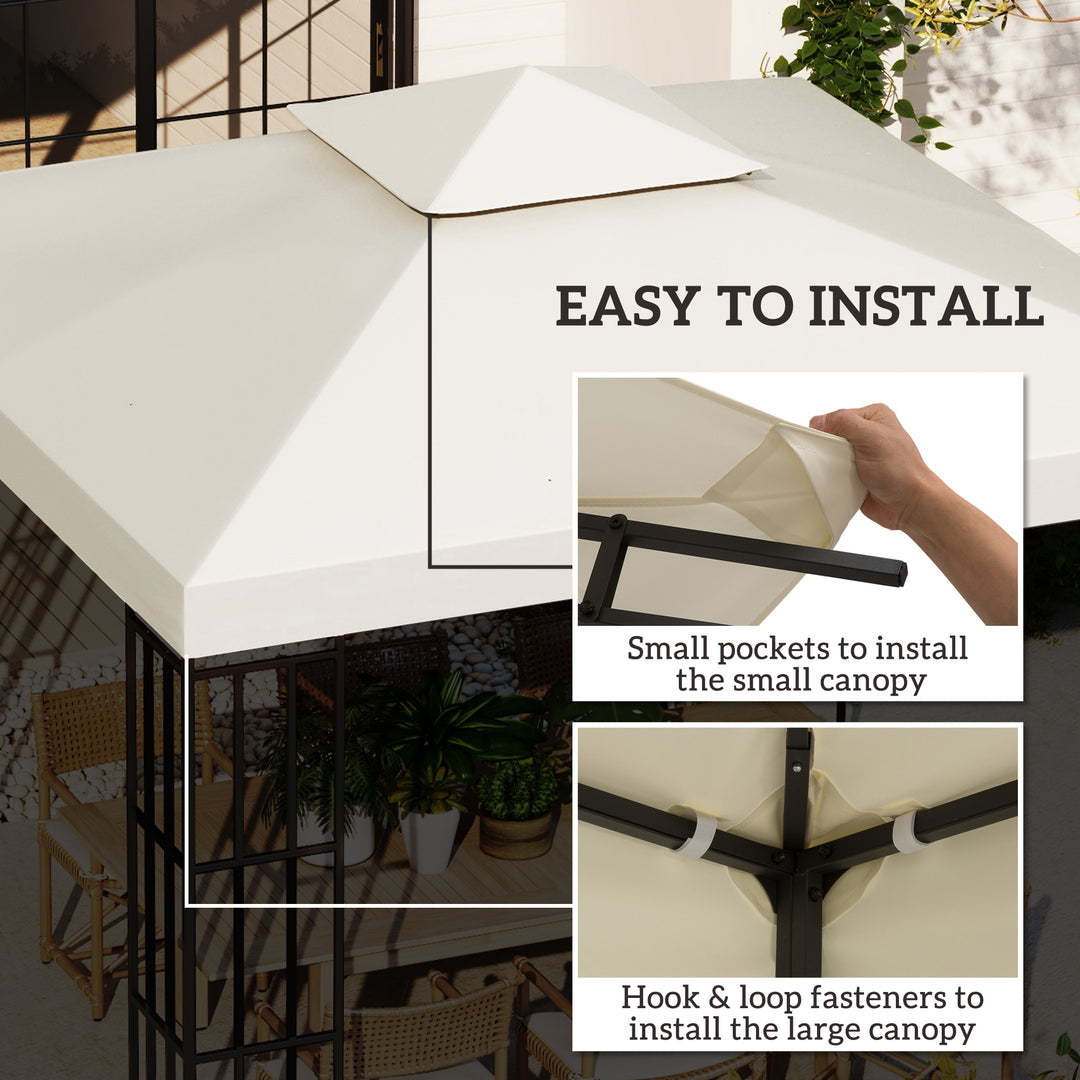 3 x 3(m) Gazebo Canopy Roof Top Replacement Cover Spare Part Cream White (TOP ONLY)