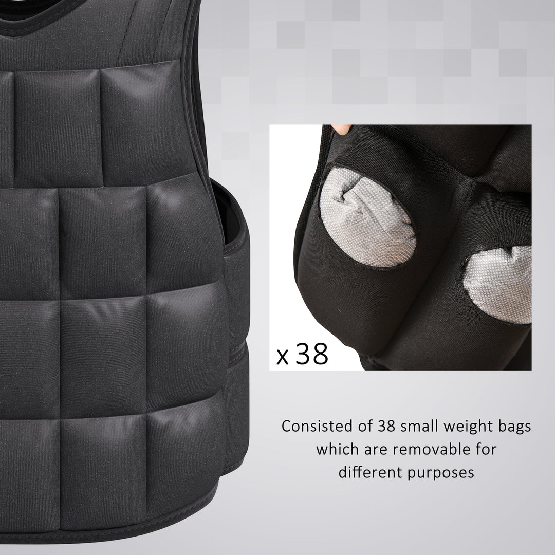 15kg Adjustable Metal Sand Weight Vest Black