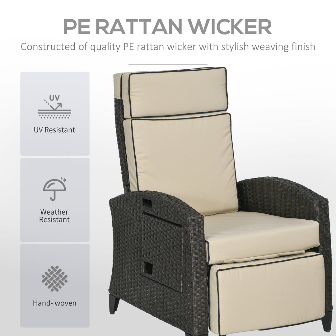 Outdoor Recliner Chair with Adjustable Backrest and Footrest