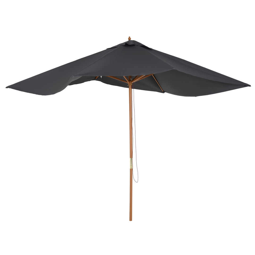 Waterproof Wooden Garden Parasol: 2x3m Outdoor Sun Canopy