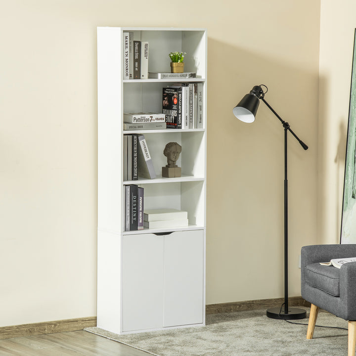 HOMCOM 2-Door Tall Bookcase, White