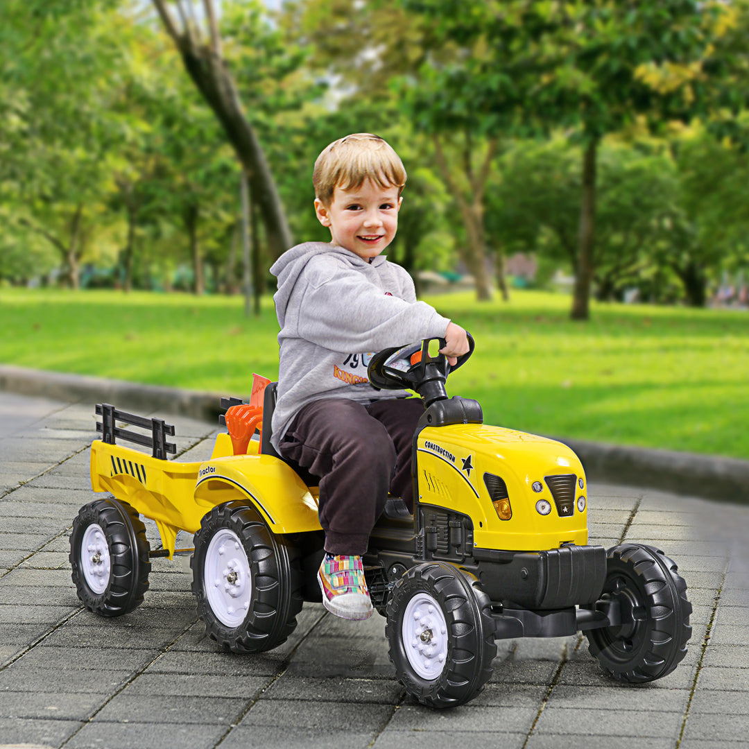 Pedal Go Kart Ride on Tractor w/ Shovel & Rake Four Wheels Child Toy