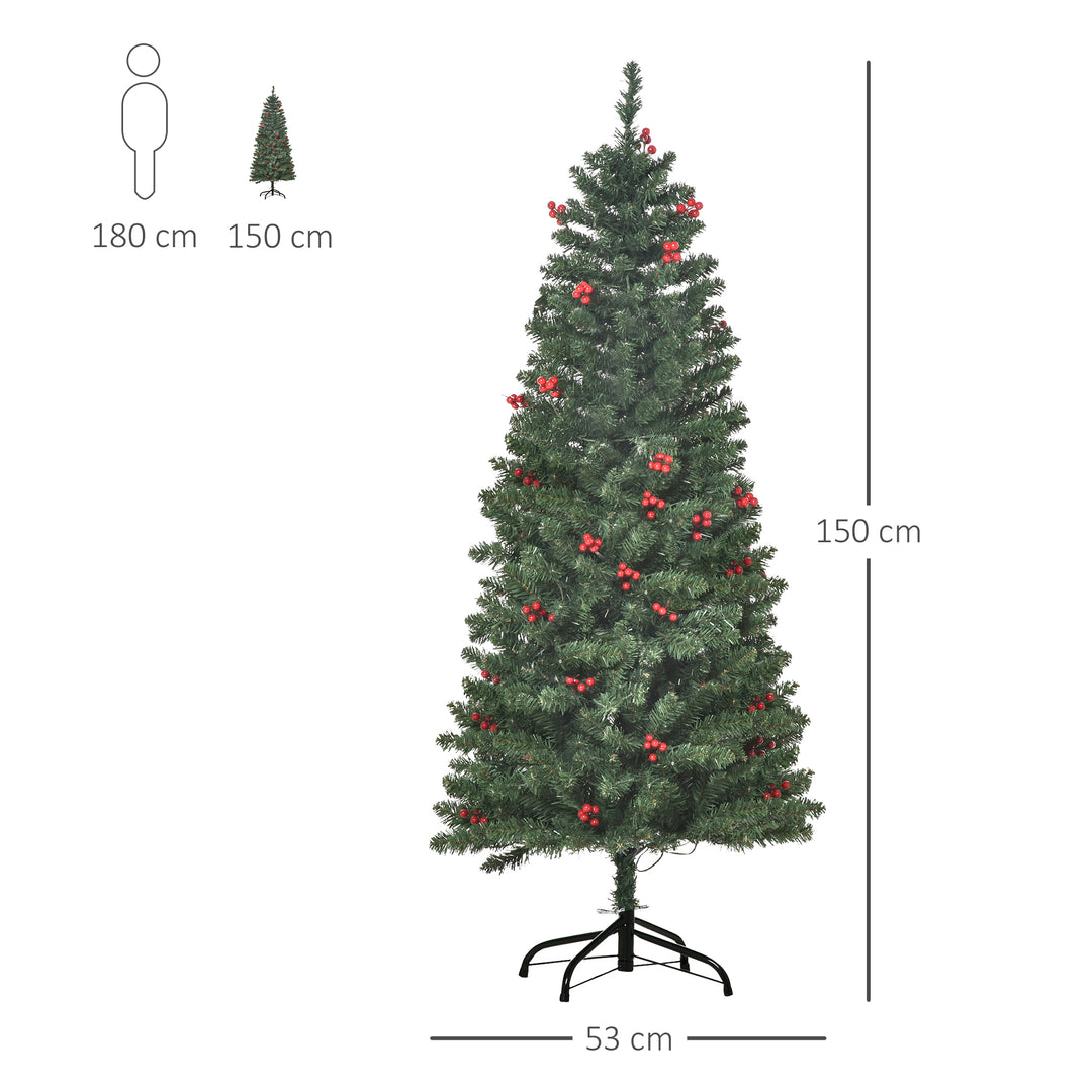 5FT Prelit Artificial Pencil Christmas Tree with Warm White LED Light