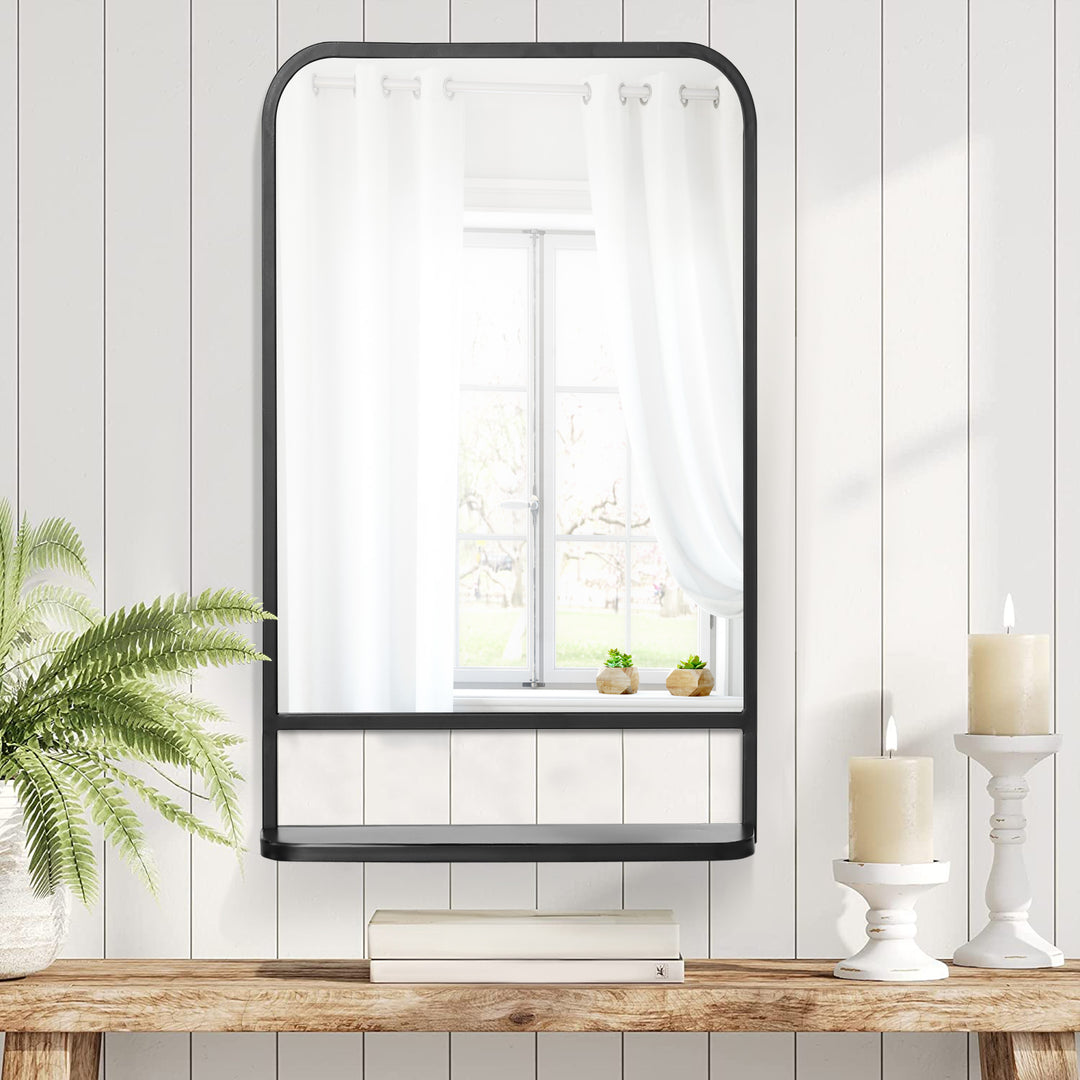 Modern Wall Mirror with Storage Shelf