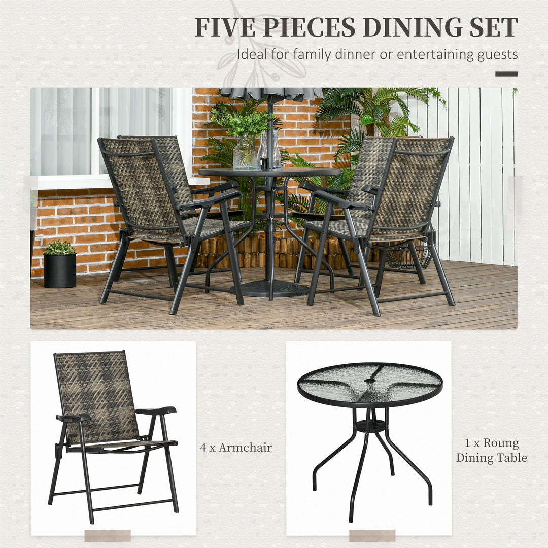 5 Pieces PE Rattan Table and Chairs