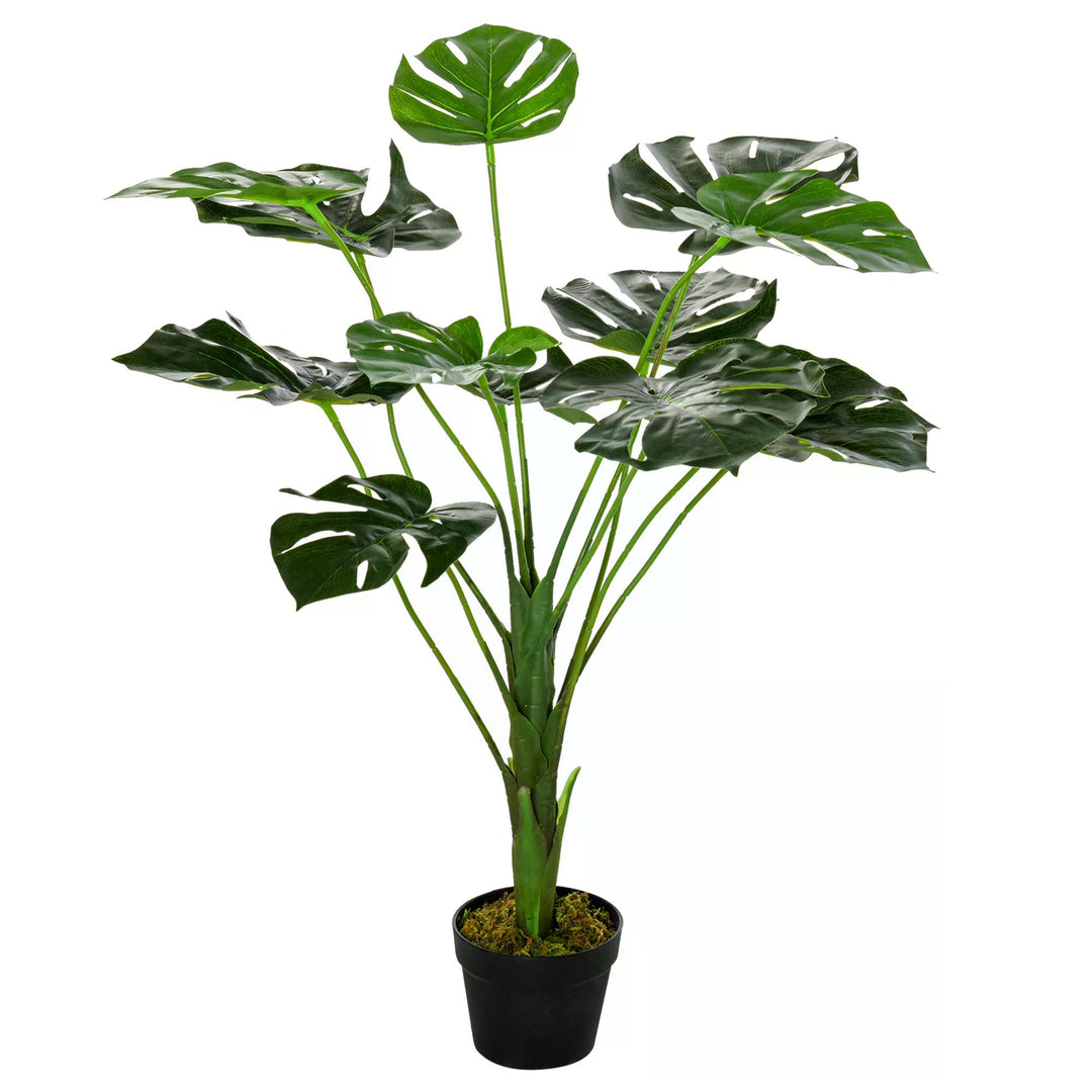 Artificial Greenery: Lifelike Monstera Deliciosa Plant with 13 Leaves & Pot for Indoor/Outdoor Décor