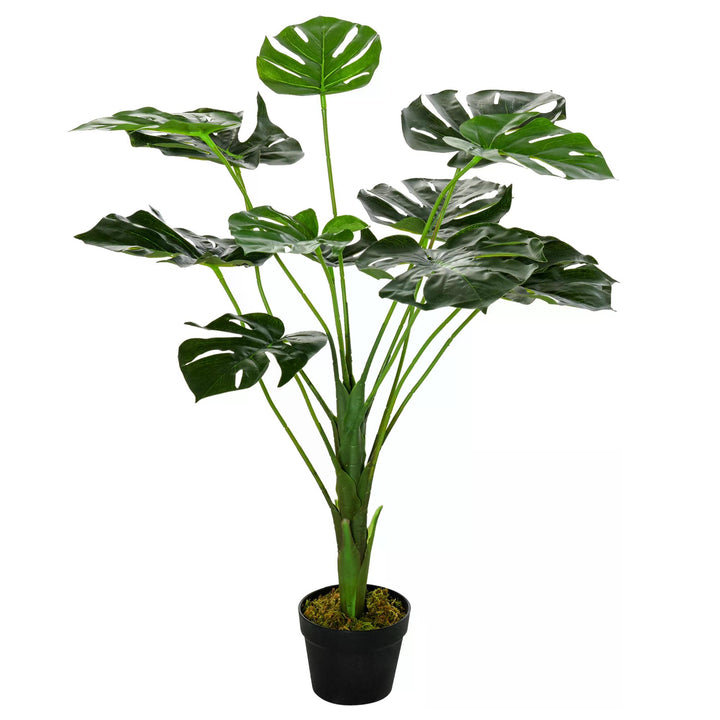 Artificial Greenery: Lifelike Monstera Deliciosa Plant with 13 Leaves & Pot for Indoor/Outdoor Décor