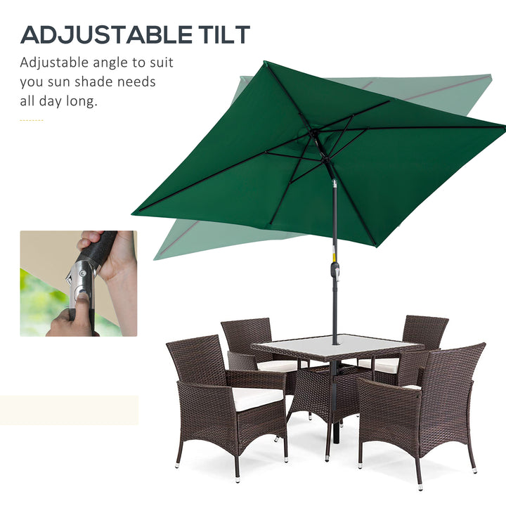 3x2m Patio Parasol Garden Umbrellas Canopy with Aluminum Tilt Crank Rectangular Sun Shade Steel