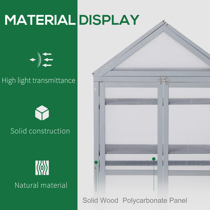 3-Tier Wooden Cold Frame Greenhouse Garden Polycarbonate Grow House w/ Adjustable Shelves