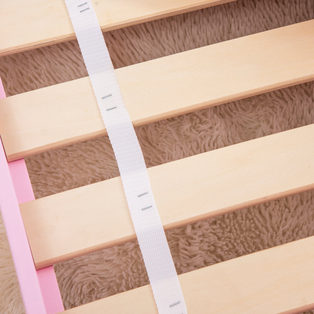 Princess-Themed Toddler Bed with Safety Side Rails and Slats