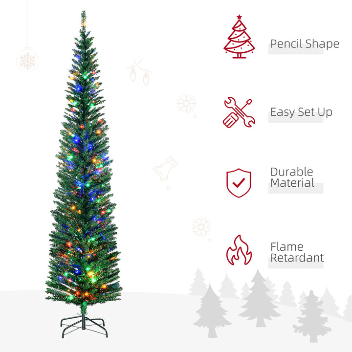 7.5' Artificial Prelit Christmas Trees Holiday Décor with Colourful LED Lights