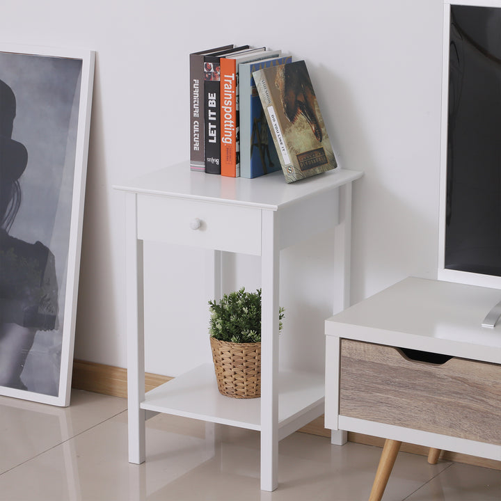 HOMCOM White Bedside Table