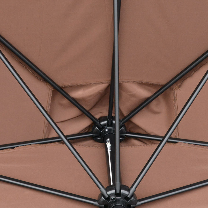 2.3m Patio Semi Round Half Parasol Umbrella with Metal Frame Crank Handle for Balcony- NO BASE INCLUDED