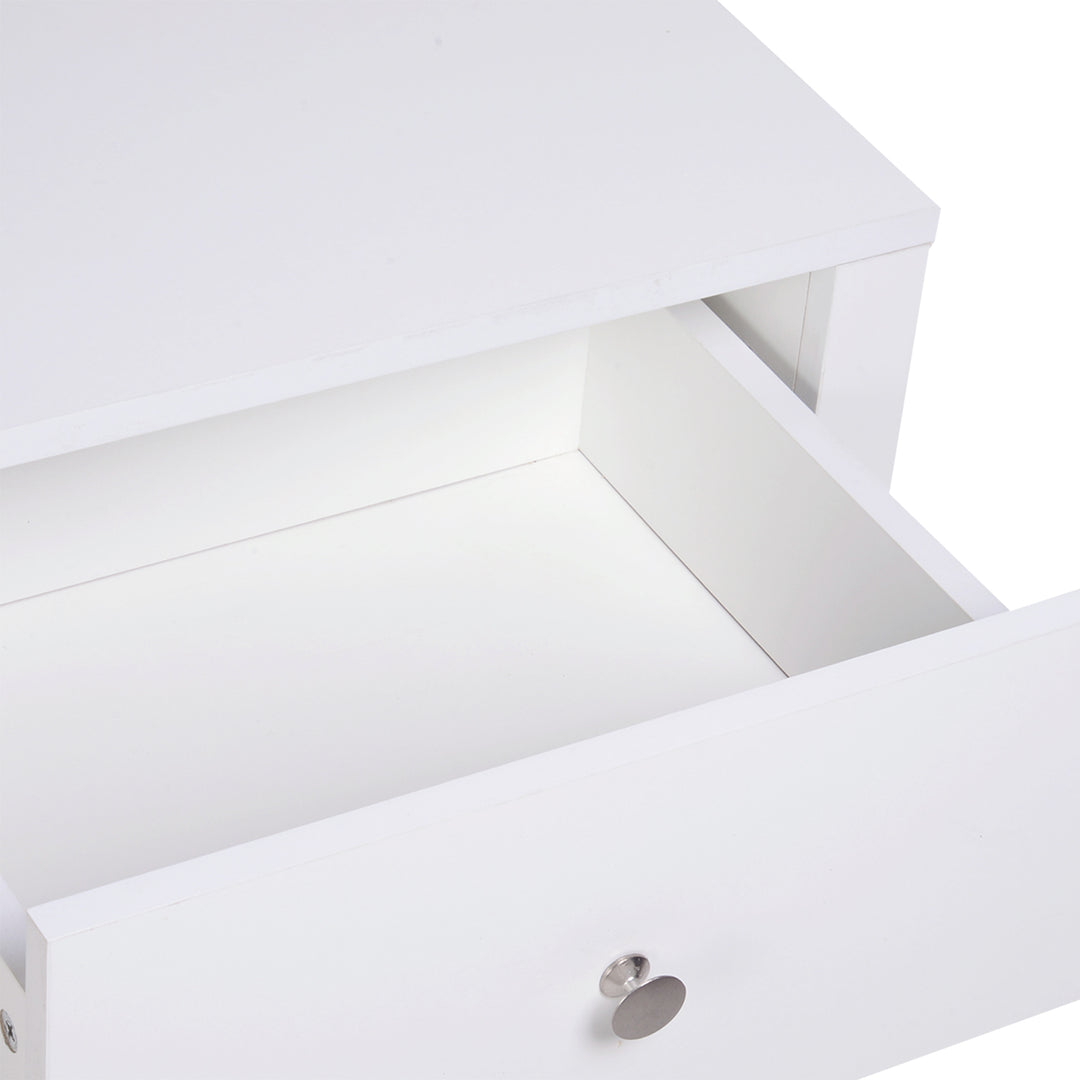 HOMCOM Set of 2 Modern White Bedside Tables with Drawer & Shelf