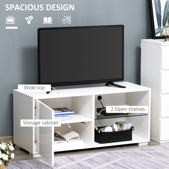 Modern TV Stand with High Gloss Doors & Shelves