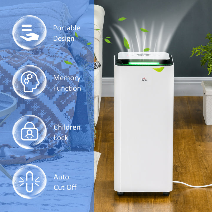 HOMCOM 3500mL Dehumidifier for Bathroom, with Air filter, 24H Timer, 5 Modes, 16L/Day, for Home Laundry, White Aosom UK